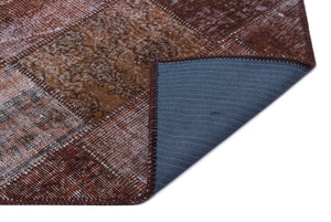 Brown Over Dyed Patchwork Unique Rug 2'7'' x 4'11'' ft 80 x 150 cm