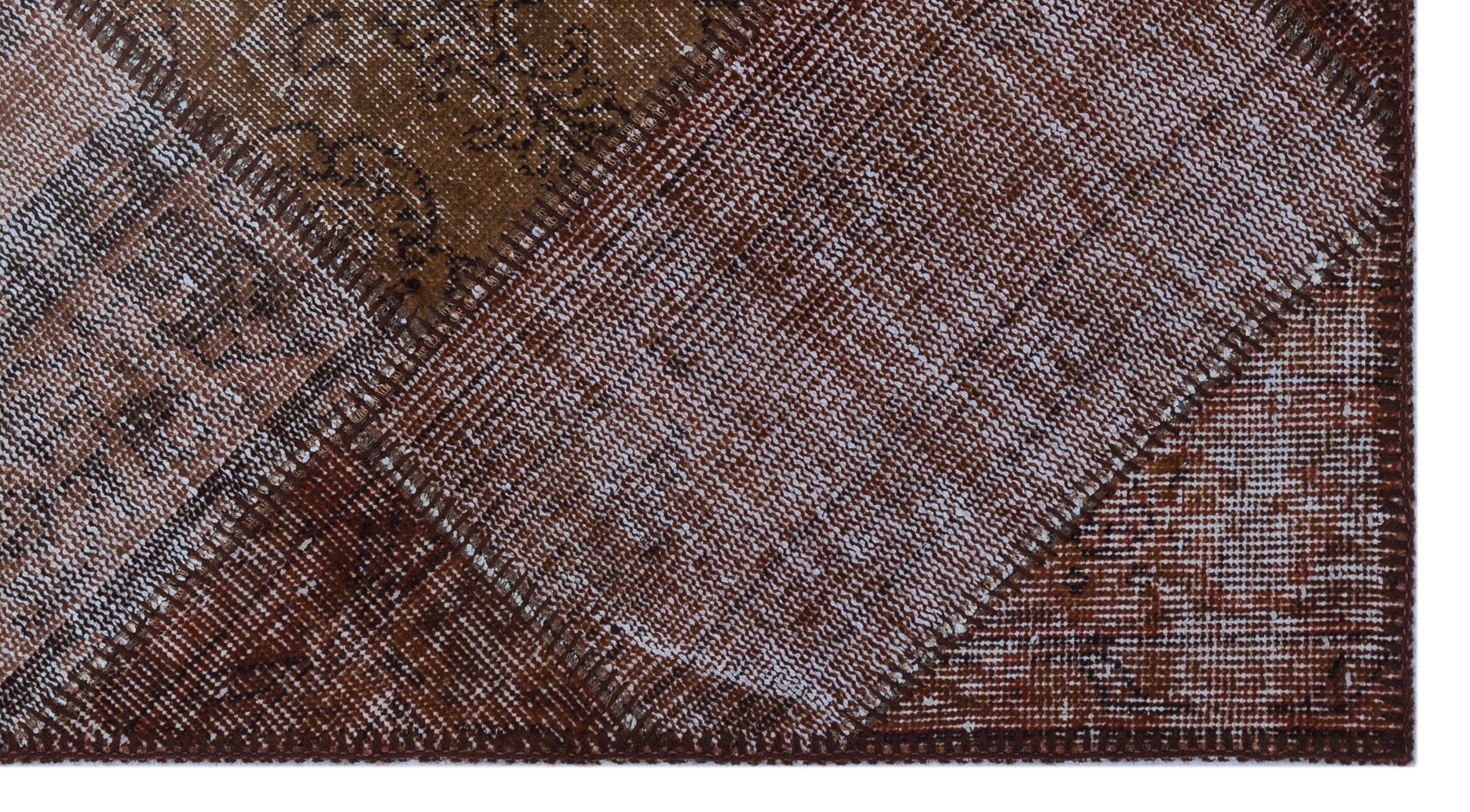 Brown Over Dyed Patchwork Unique Rug 2'7'' x 4'11'' ft 80 x 150 cm