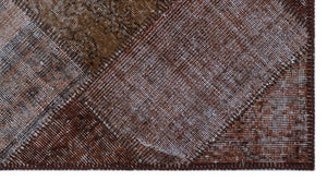 Brown Over Dyed Patchwork Unique Rug 2'7'' x 4'11'' ft 80 x 150 cm