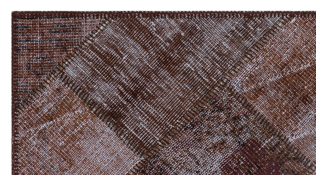 Brown Over Dyed Patchwork Unique Rug 2'7'' x 4'11'' ft 80 x 150 cm