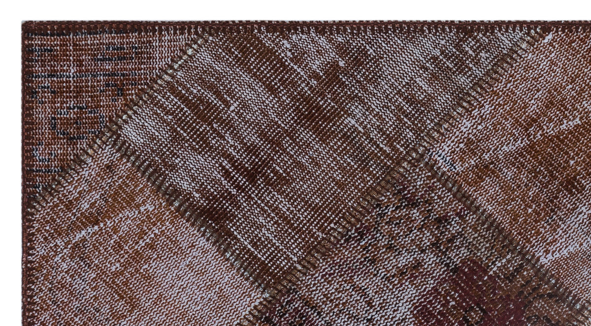 Brown Over Dyed Patchwork Unique Rug 2&#39;7&#39;&#39; x 4&#39;11&#39;&#39; ft 80 x 150 cm