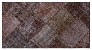 Brown Over Dyed Patchwork Unique Rug 2'7'' x 4'11'' ft 80 x 150 cm