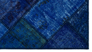 Blue Over Dyed Patchwork Unique Rug 2'7'' x 4'11'' ft 80 x 150 cm