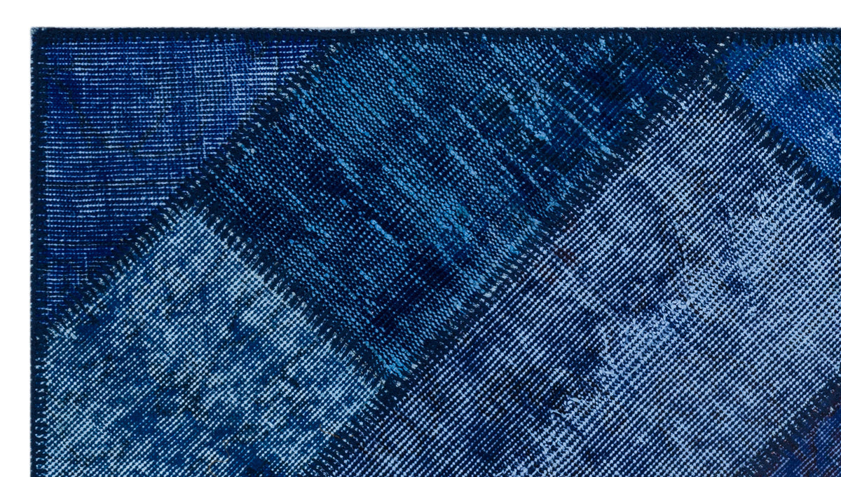 Blue Over Dyed Patchwork Unique Rug 2&#39;7&#39;&#39; x 4&#39;11&#39;&#39; ft 80 x 150 cm