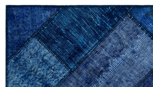 Blue Over Dyed Patchwork Unique Rug 2'7'' x 4'11'' ft 80 x 150 cm