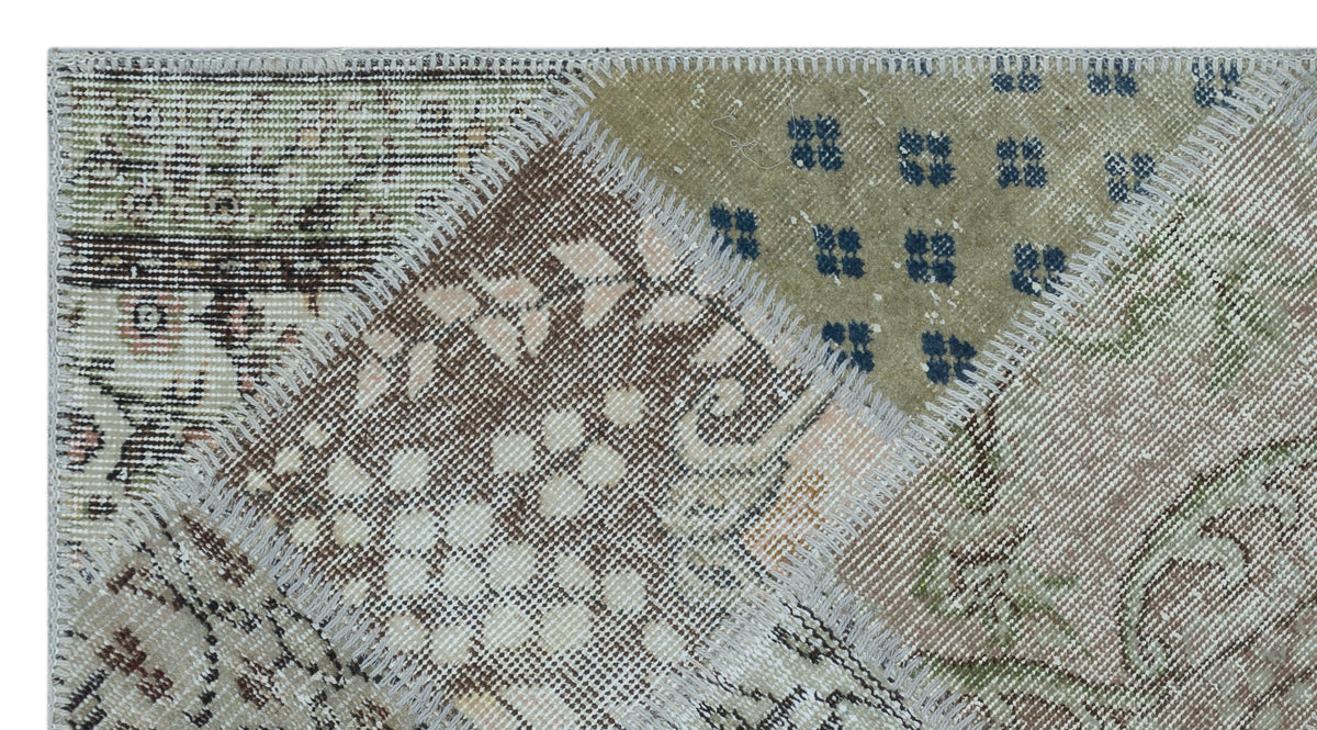 Beige Over Dyed Patchwork Unique Rug 2&#39;7&#39;&#39; x 4&#39;11&#39;&#39; ft 80 x 150 cm
