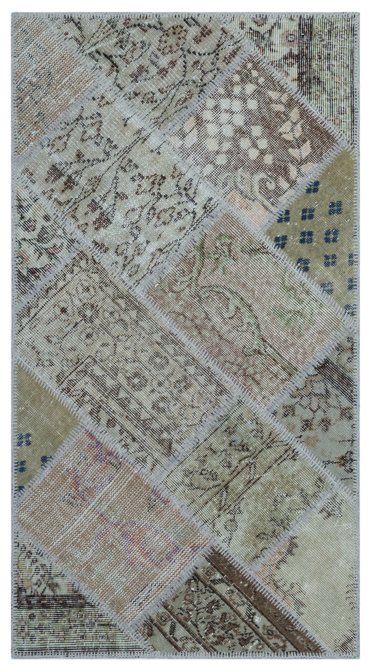 Beige Over Dyed Patchwork Unique Rug 2&#39;7&#39;&#39; x 4&#39;11&#39;&#39; ft 80 x 150 cm