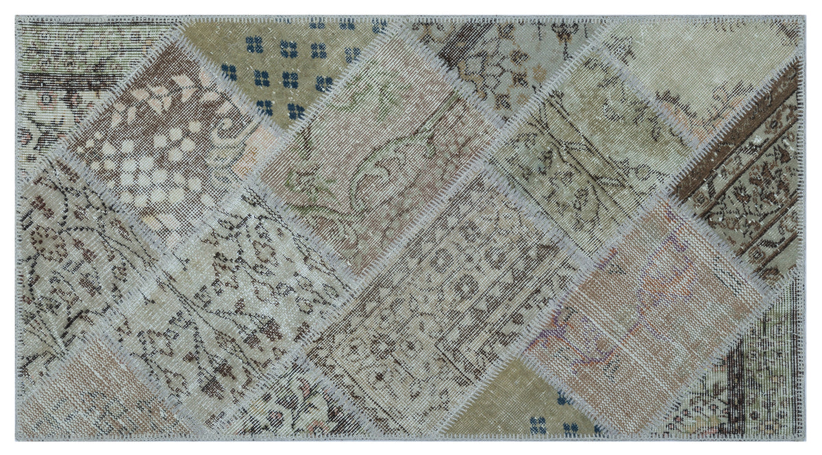 Beige Over Dyed Patchwork Unique Rug 2&#39;7&#39;&#39; x 4&#39;11&#39;&#39; ft 80 x 150 cm