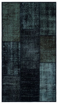 Black Over Dyed Patchwork Unique Rug 2'7'' x 4'11'' ft 80 x 150 cm