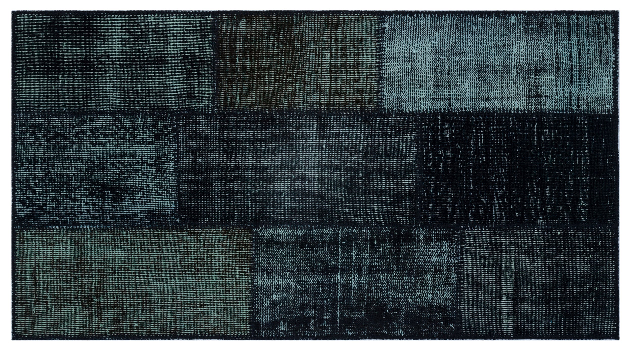 Black Over Dyed Patchwork Unique Rug 2'7'' x 4'11'' ft 80 x 150 cm