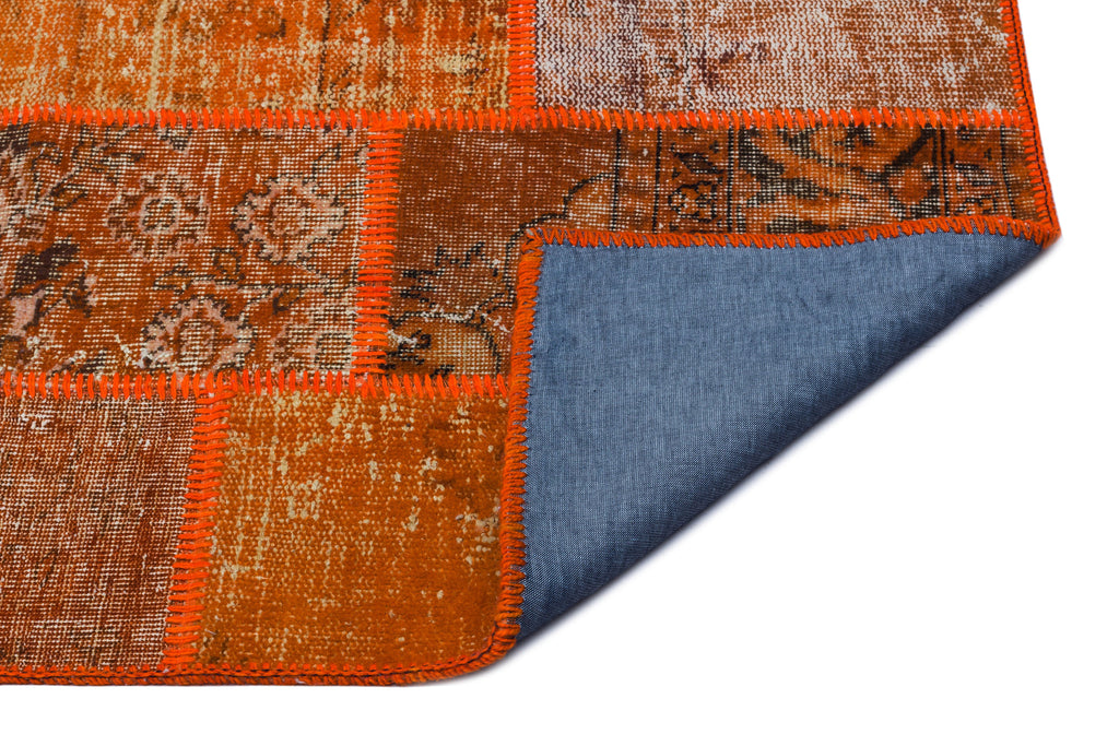 Orange Over Dyed Patchwork Unique Rug 2'7'' x 4'11'' ft 80 x 150 cm