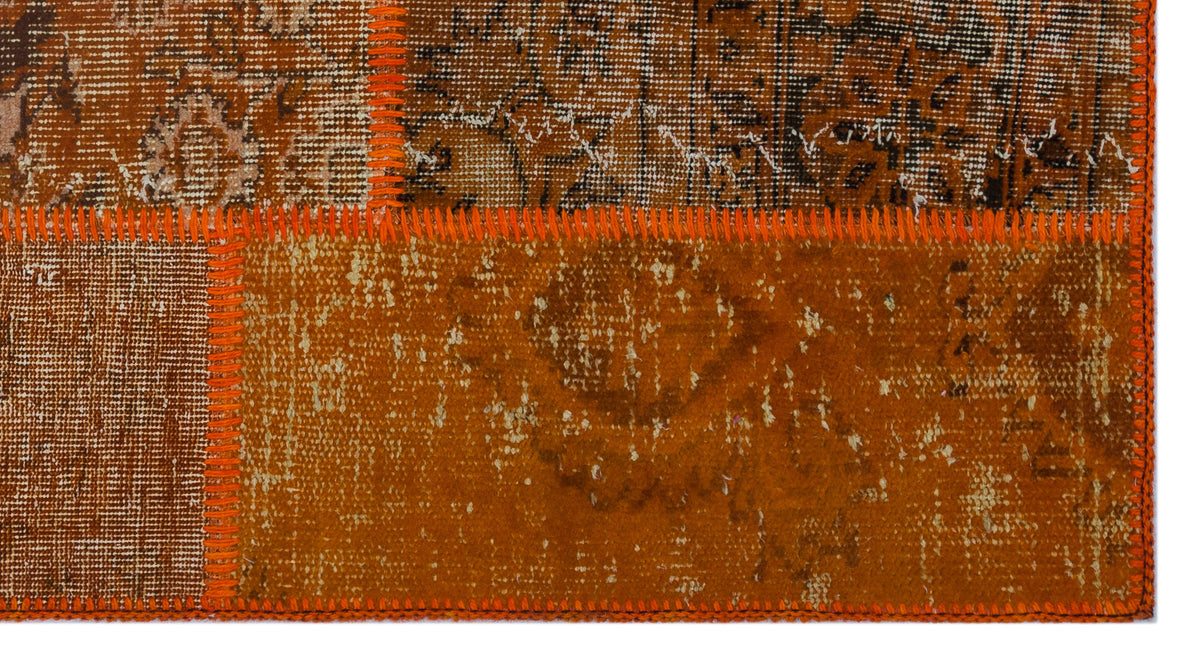 Orange Over Dyed Patchwork Unique Rug 2&#39;7&#39;&#39; x 4&#39;11&#39;&#39; ft 80 x 150 cm