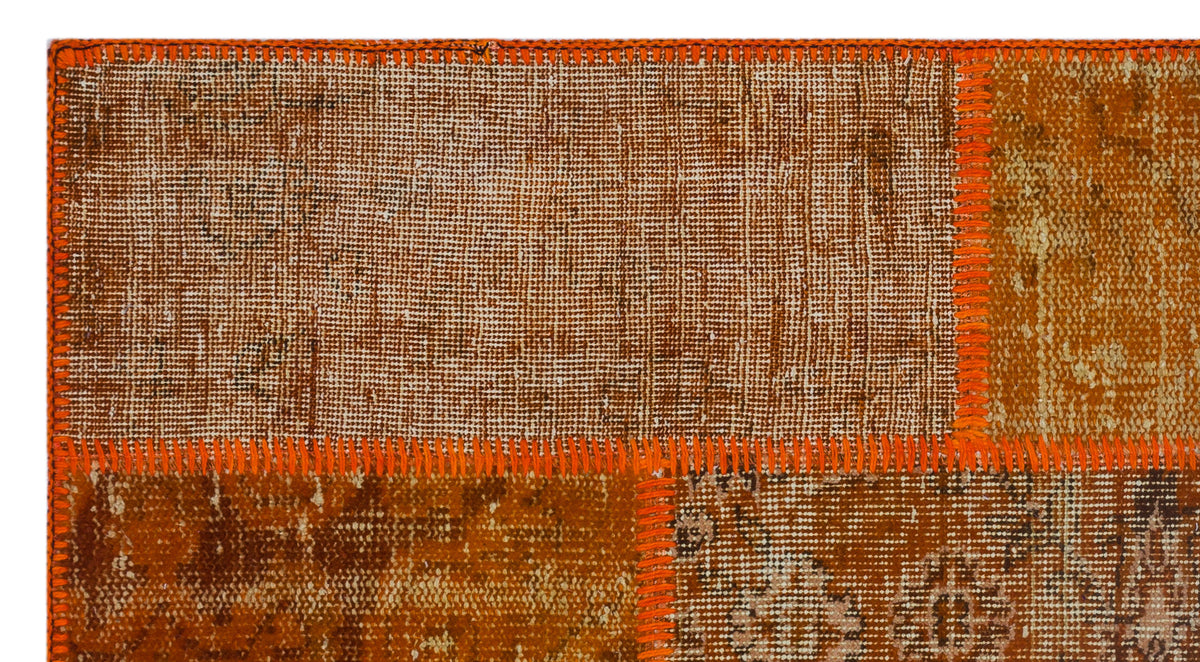 Orange Over Dyed Patchwork Unique Rug 2&#39;7&#39;&#39; x 4&#39;11&#39;&#39; ft 80 x 150 cm