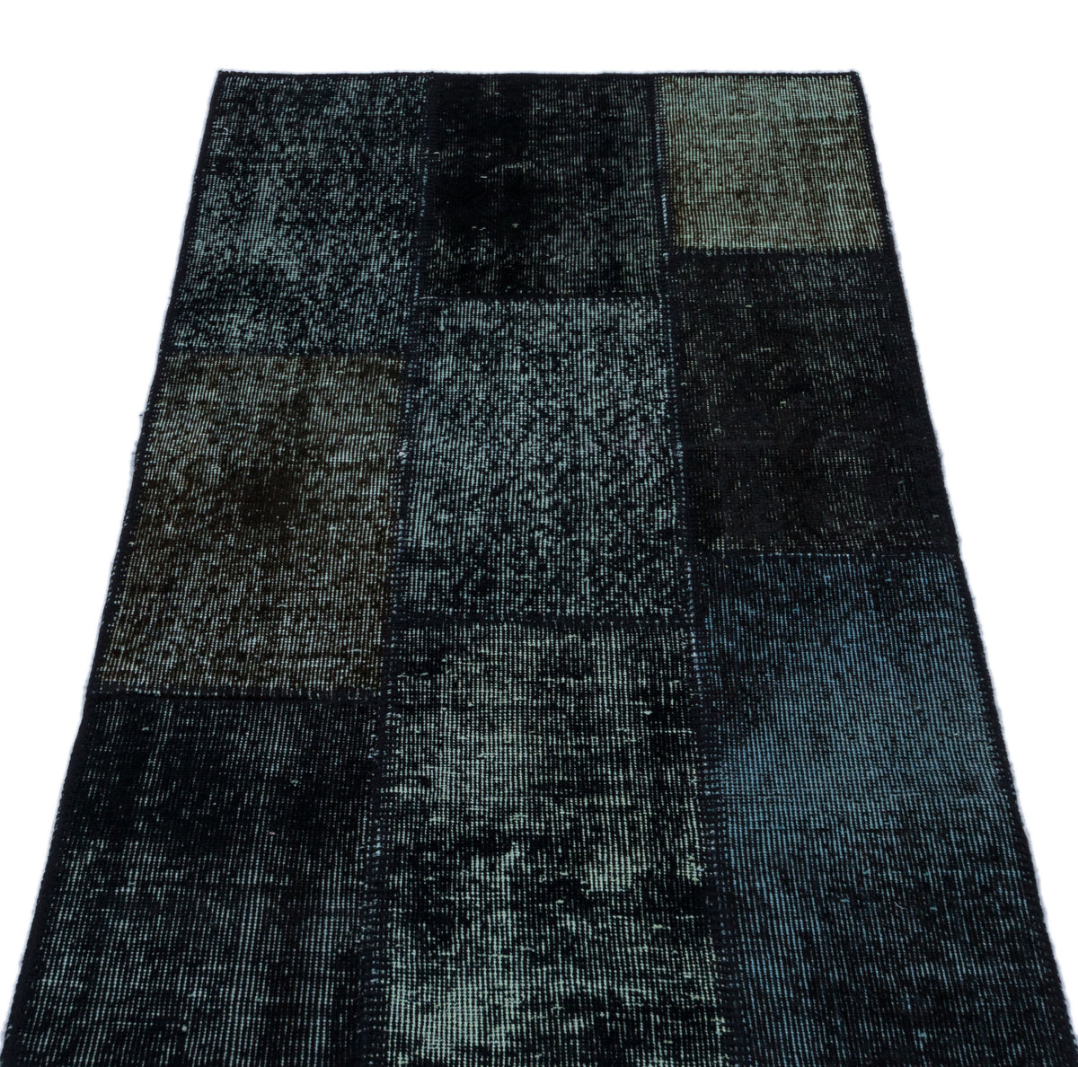 Black Over Dyed Patchwork Unique Rug 2&#39;7&#39;&#39; x 4&#39;11&#39;&#39; ft 80 x 150 cm