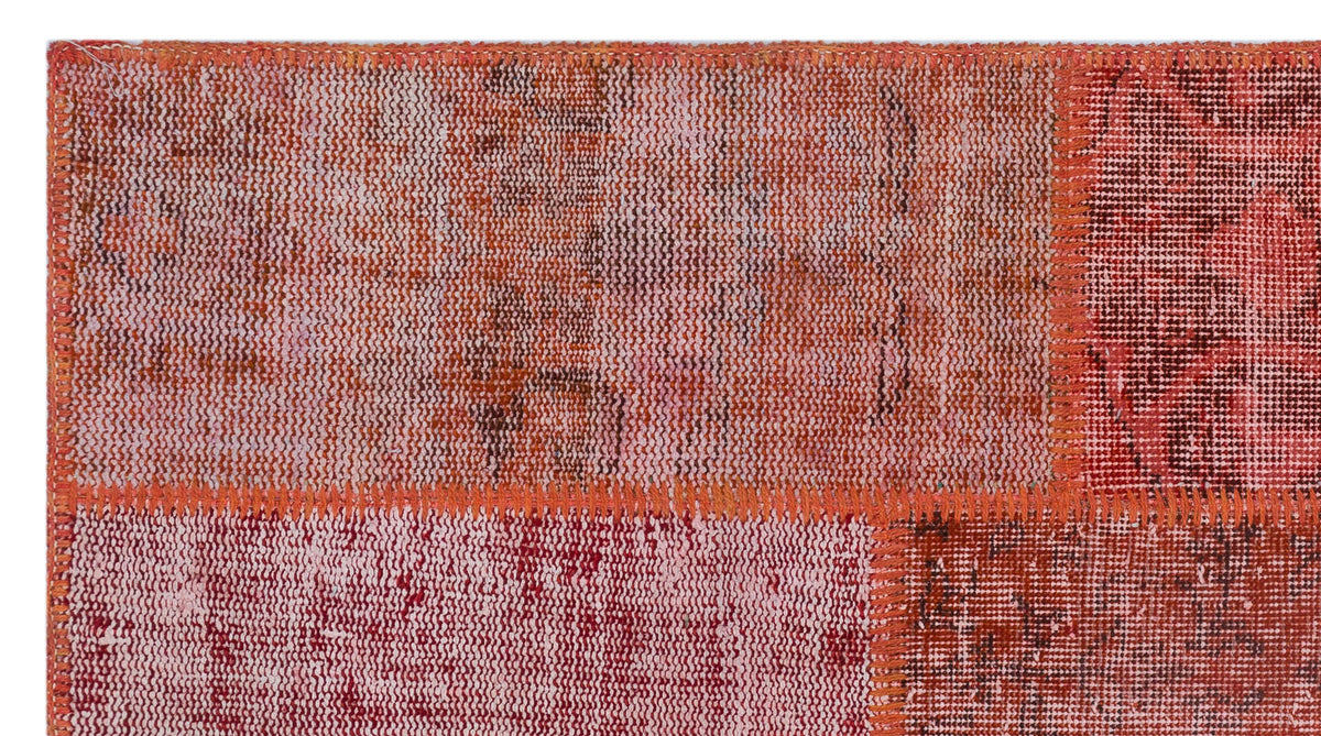 Red Over Dyed Patchwork Unique Rug 2&#39;7&#39;&#39; x 4&#39;11&#39;&#39; ft 80 x 150 cm