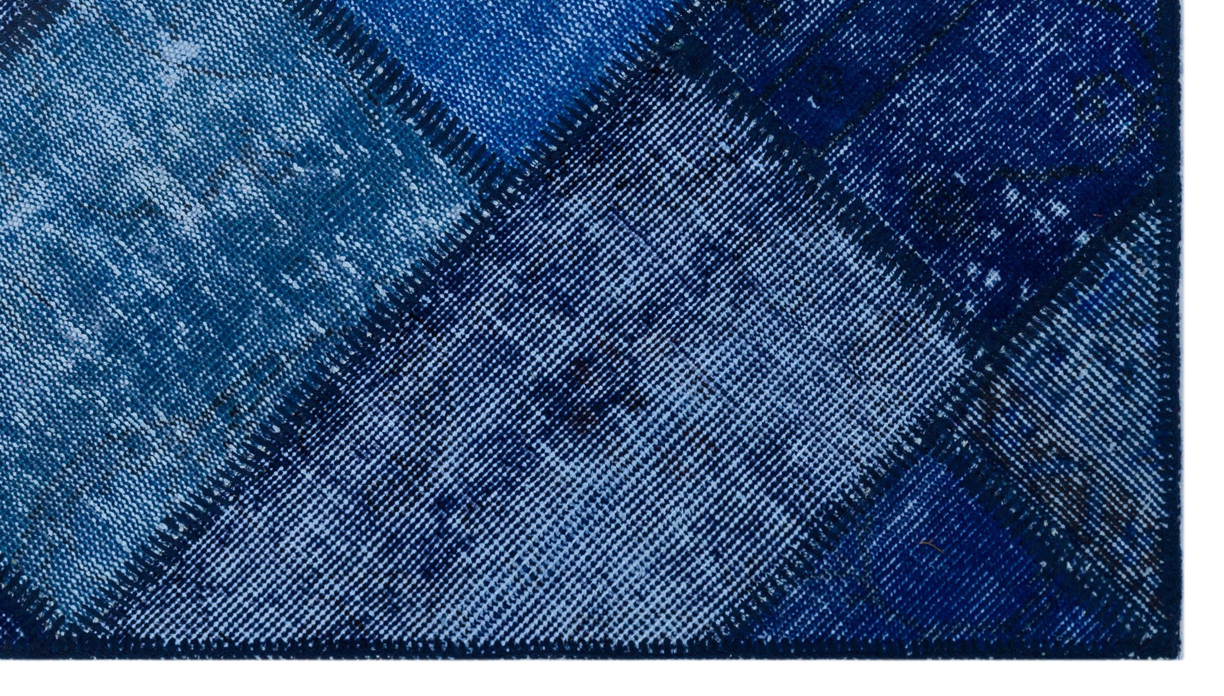Blue Over Dyed Patchwork Unique Rug 2'7'' x 4'11'' ft 80 x 150 cm