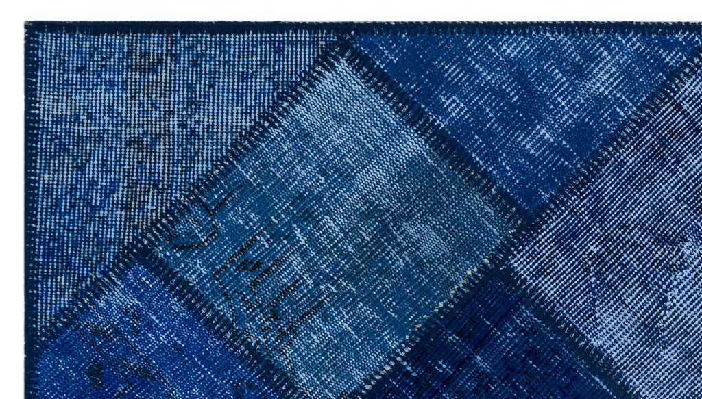 Blue Over Dyed Patchwork Unique Rug 2'7'' x 4'11'' ft 80 x 150 cm