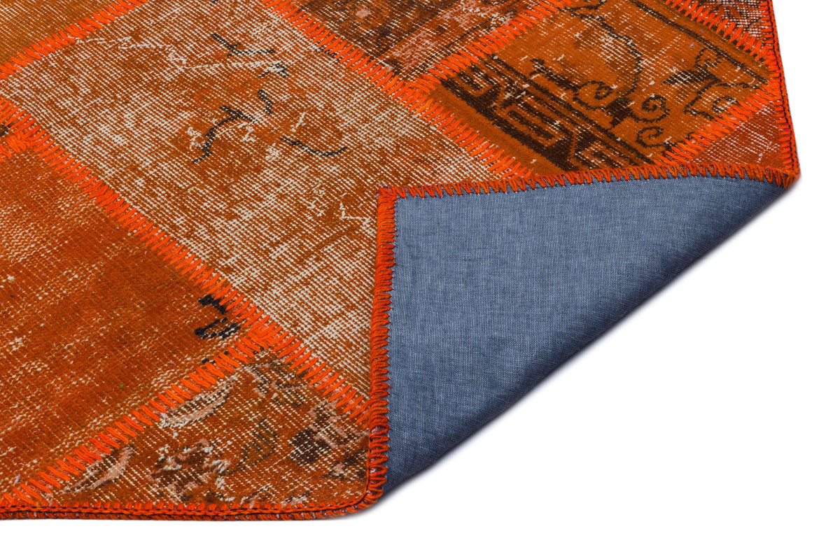 Orange Over Dyed Patchwork Unique Rug 2&#39;7&#39;&#39; x 4&#39;11&#39;&#39; ft 80 x 150 cm