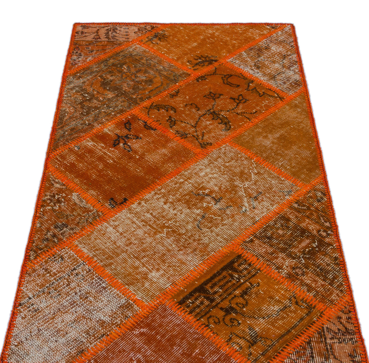 Orange Over Dyed Patchwork Unique Rug 2&#39;7&#39;&#39; x 4&#39;11&#39;&#39; ft 80 x 150 cm