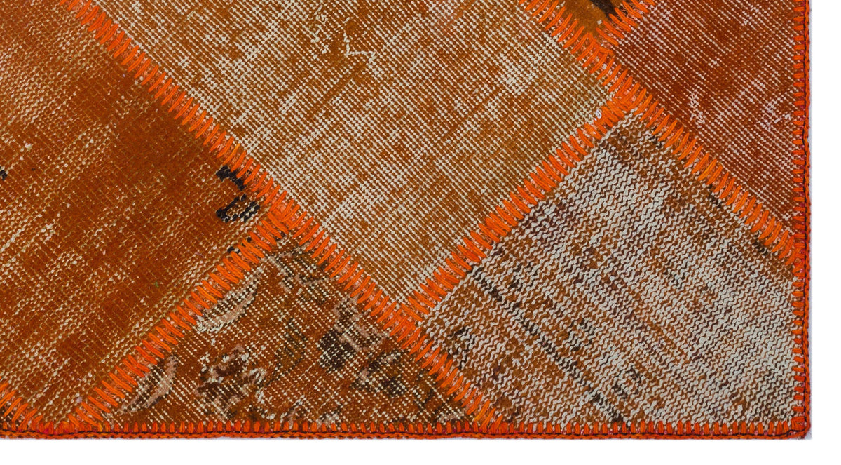 Orange Over Dyed Patchwork Unique Rug 2&#39;7&#39;&#39; x 4&#39;11&#39;&#39; ft 80 x 150 cm