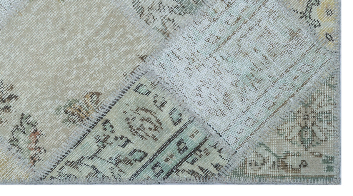 Beige Over Dyed Patchwork Unique Rug 2&#39;7&#39;&#39; x 4&#39;11&#39;&#39; ft 80 x 150 cm