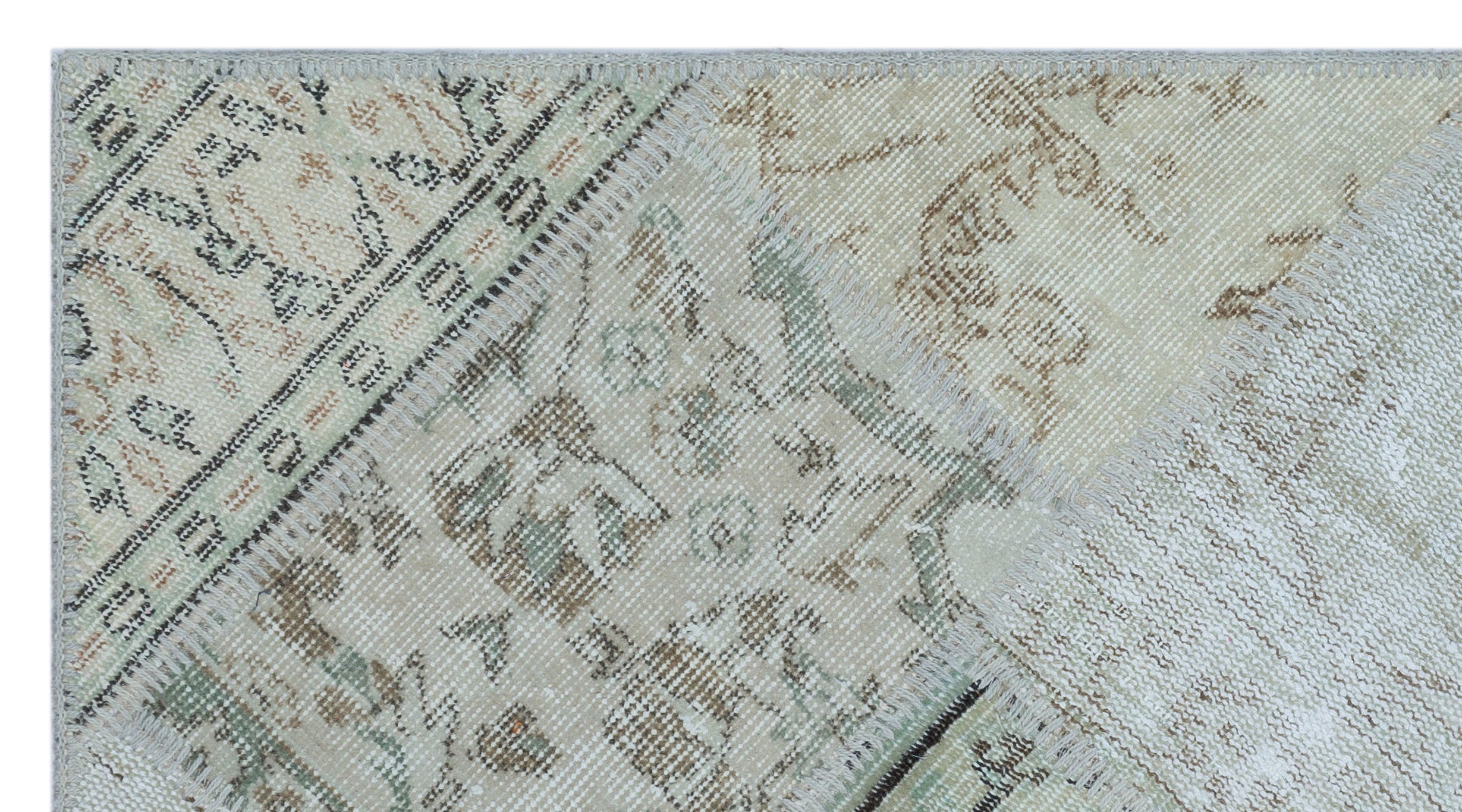 Beige Over Dyed Patchwork Unique Rug 2'7'' x 4'11'' ft 80 x 150 cm