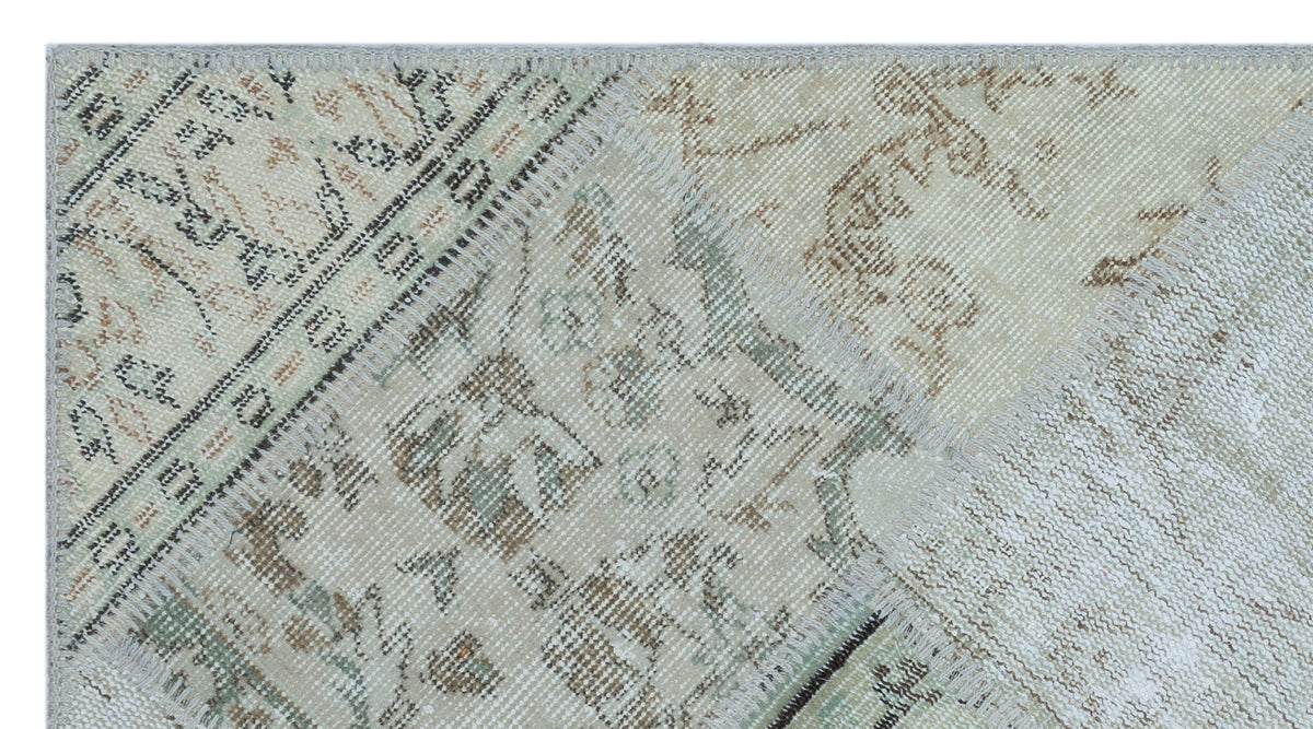 Beige Over Dyed Patchwork Unique Rug 2&#39;7&#39;&#39; x 4&#39;11&#39;&#39; ft 80 x 150 cm