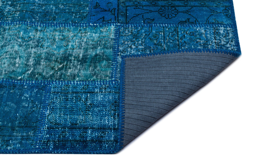 Turquoise  Over Dyed Patchwork Unique Rug 2'7'' x 4'11'' ft 80 x 150 cm