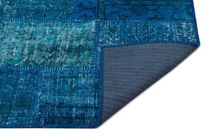 Turquoise  Over Dyed Patchwork Unique Rug 2'7'' x 4'11'' ft 80 x 150 cm