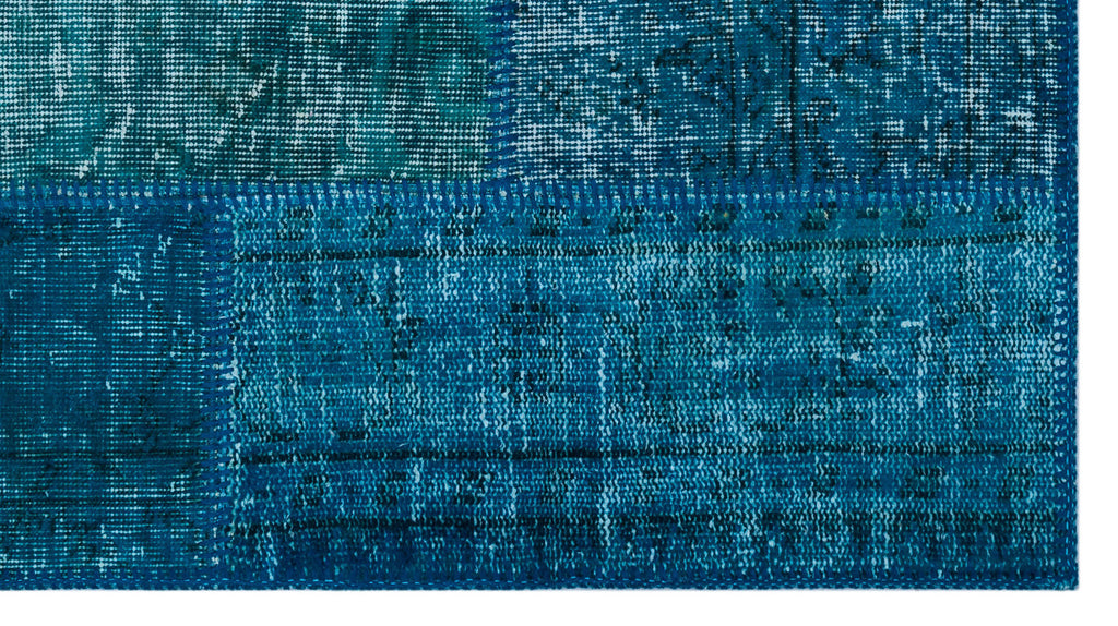 Turquoise  Over Dyed Patchwork Unique Rug 2'7'' x 4'11'' ft 80 x 150 cm