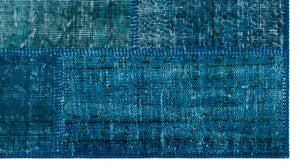 Turquoise  Over Dyed Patchwork Unique Rug 2'7'' x 4'11'' ft 80 x 150 cm