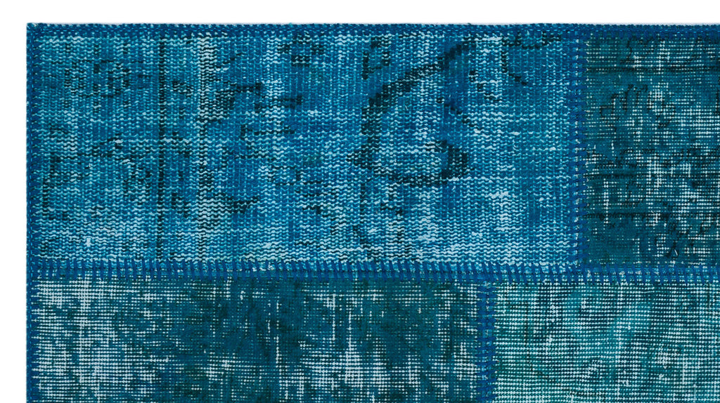 Turquoise  Over Dyed Patchwork Unique Rug 2'7'' x 4'11'' ft 80 x 150 cm