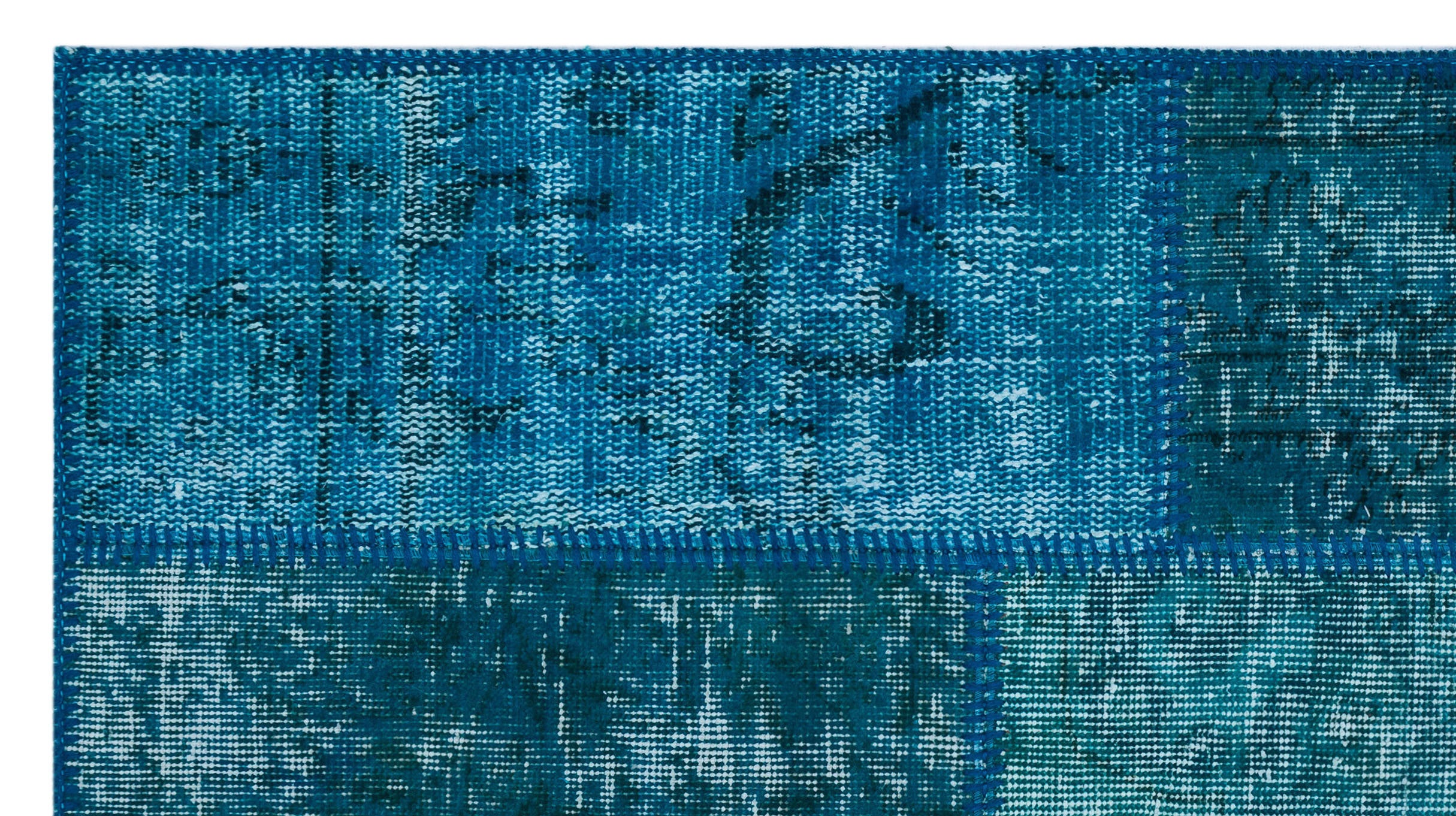 Turquoise  Over Dyed Patchwork Unique Rug 2'7'' x 4'11'' ft 80 x 150 cm
