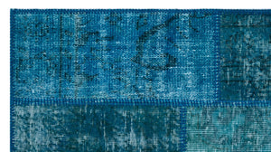 Turquoise  Over Dyed Patchwork Unique Rug 2'7'' x 4'11'' ft 80 x 150 cm