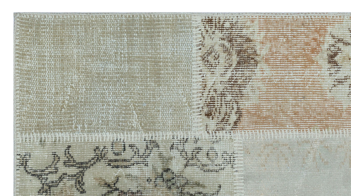 Beige Over Dyed Patchwork Unique Rug 2&#39;7&#39;&#39; x 4&#39;11&#39;&#39; ft 80 x 150 cm