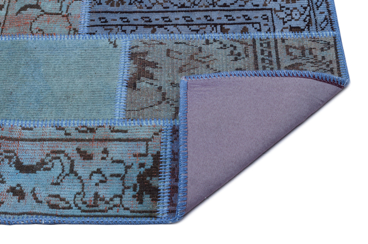 Blue Over Dyed Patchwork Unique Rug 2&#39;7&#39;&#39; x 4&#39;11&#39;&#39; ft 80 x 150 cm