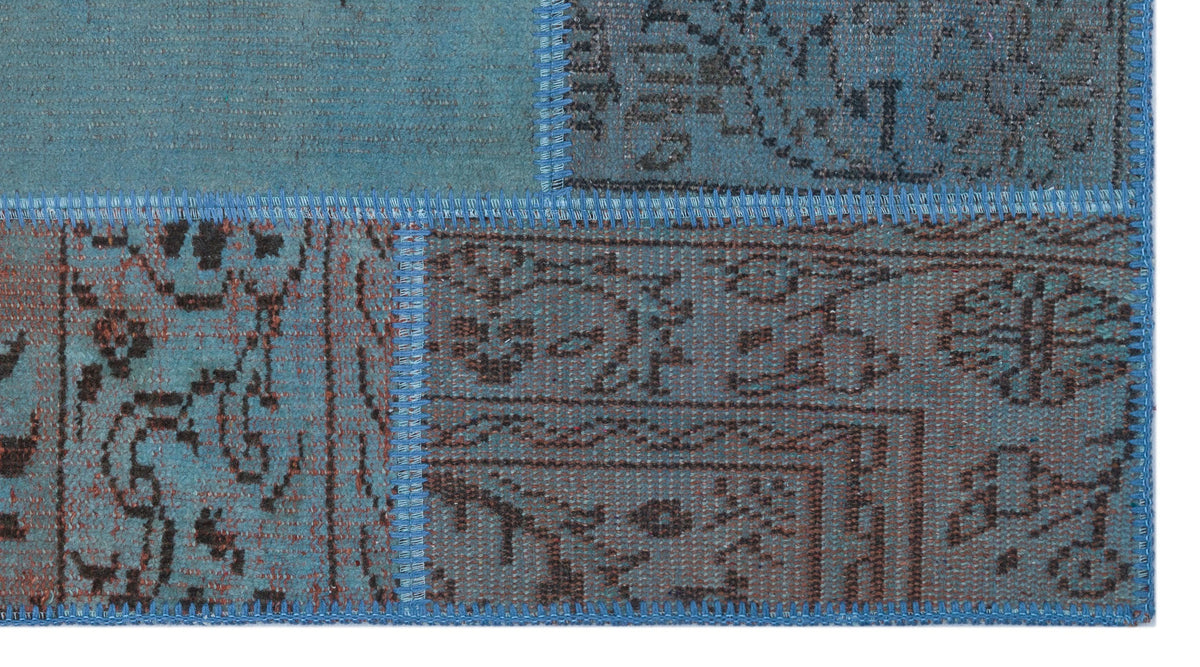 Blue Over Dyed Patchwork Unique Rug 2&#39;7&#39;&#39; x 4&#39;11&#39;&#39; ft 80 x 150 cm