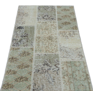 Beige Over Dyed Patchwork Unique Rug 2'7'' x 4'11'' ft 80 x 150 cm