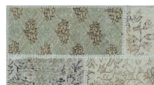 Beige Over Dyed Patchwork Unique Rug 2'7'' x 4'11'' ft 80 x 150 cm