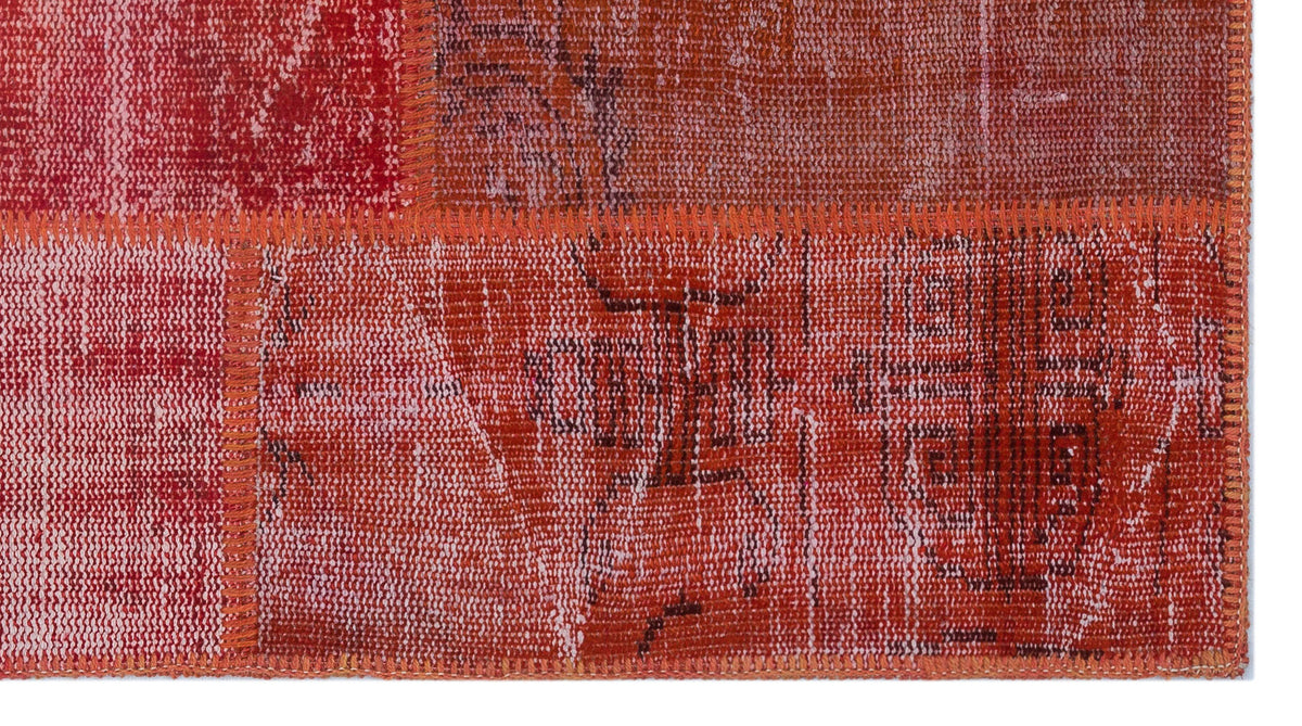 Red Over Dyed Patchwork Unique Rug 2&#39;7&#39;&#39; x 4&#39;11&#39;&#39; ft 80 x 150 cm