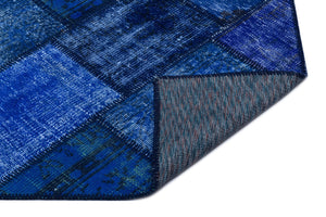 Blue Over Dyed Patchwork Unique Rug 2'7'' x 4'11'' ft 80 x 150 cm