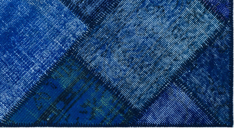 Blue Over Dyed Patchwork Unique Rug 2'7'' x 4'11'' ft 80 x 150 cm