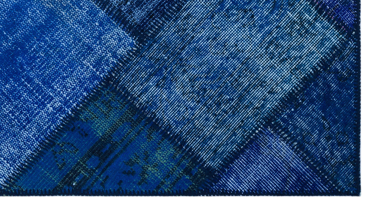 Blue Over Dyed Patchwork Unique Rug 2&#39;7&#39;&#39; x 4&#39;11&#39;&#39; ft 80 x 150 cm