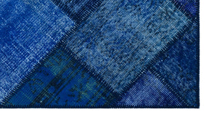 Blue Over Dyed Patchwork Unique Rug 2'7'' x 4'11'' ft 80 x 150 cm