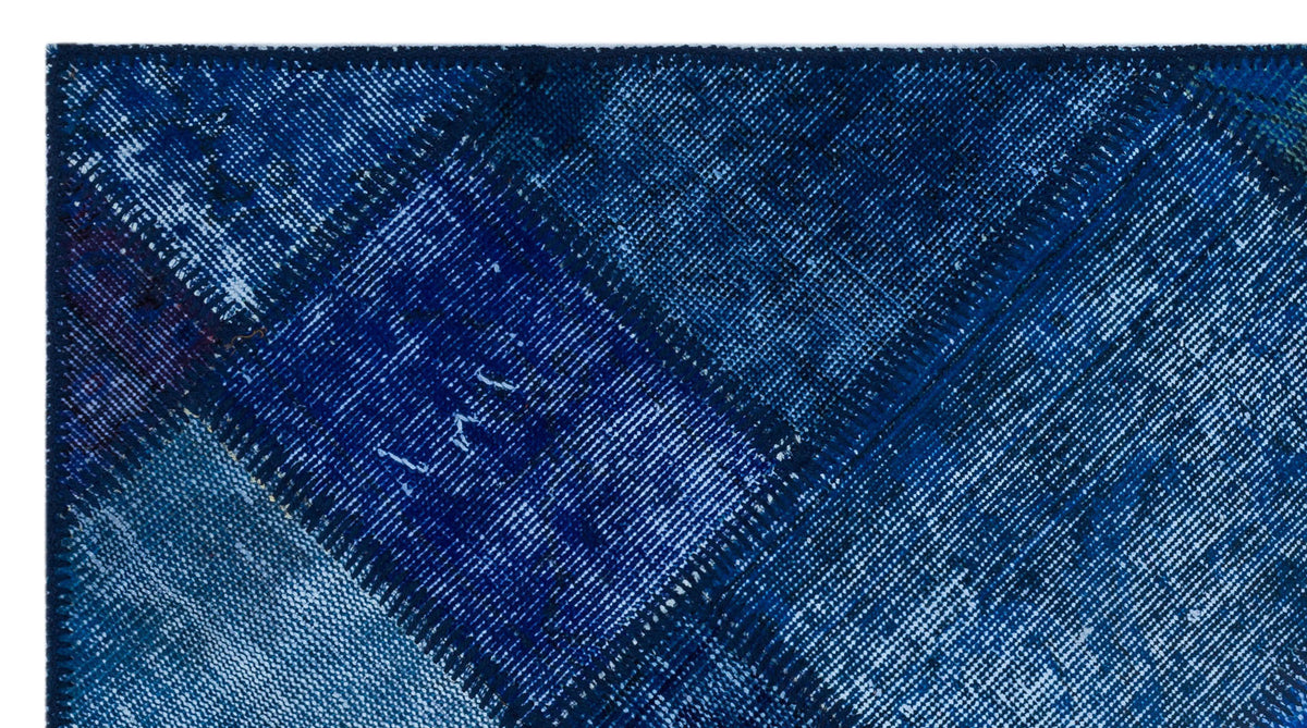 Blue Over Dyed Patchwork Unique Rug 2&#39;7&#39;&#39; x 4&#39;11&#39;&#39; ft 80 x 150 cm