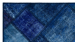 Blue Over Dyed Patchwork Unique Rug 2'7'' x 4'11'' ft 80 x 150 cm