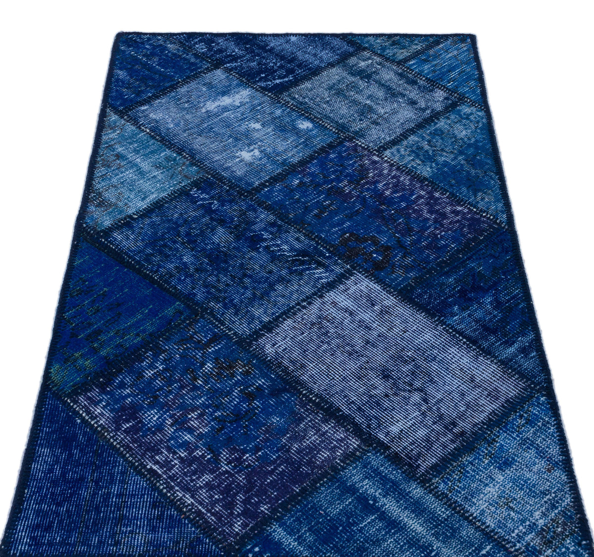 Blue Over Dyed Patchwork Unique Rug 2&#39;7&#39;&#39; x 4&#39;11&#39;&#39; ft 80 x 150 cm