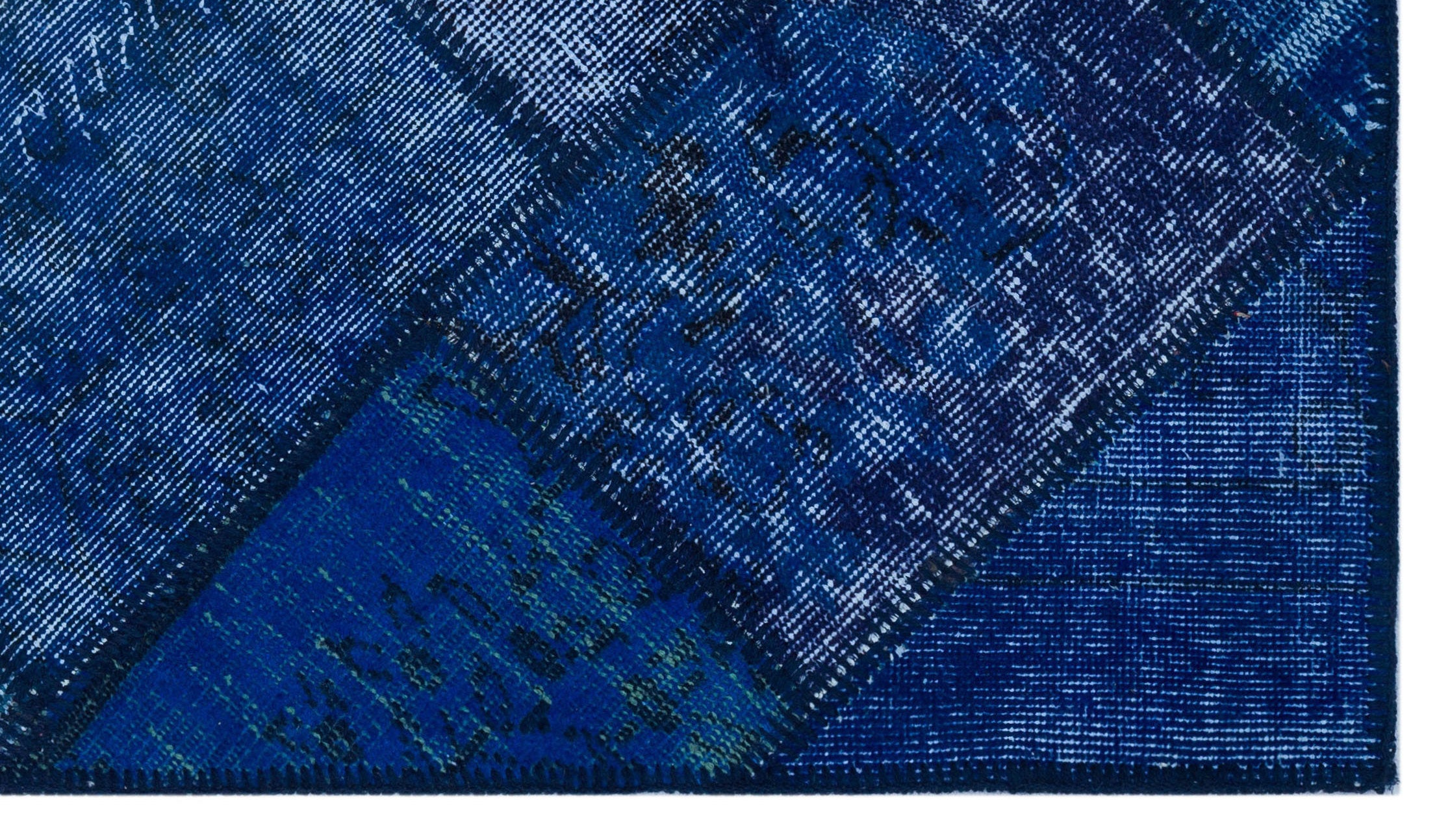 Blue Over Dyed Patchwork Unique Rug 2'7'' x 4'11'' ft 80 x 150 cm