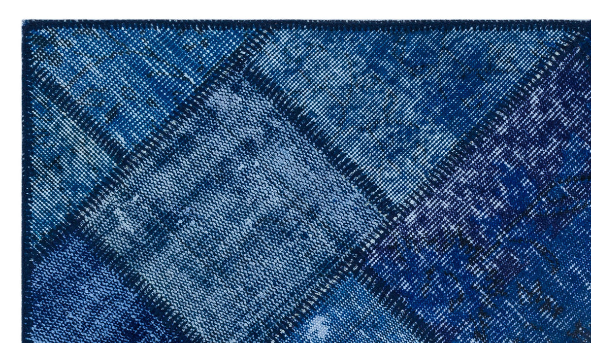 Blue Over Dyed Patchwork Unique Rug 2&#39;7&#39;&#39; x 4&#39;11&#39;&#39; ft 80 x 150 cm