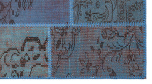 Blue Over Dyed Patchwork Unique Rug 2'7'' x 4'11'' ft 80 x 150 cm